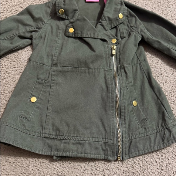 Issac Mizrahi Girls Army Green 100% Cotton Jean Parka Jacket - Picture 3 of 4